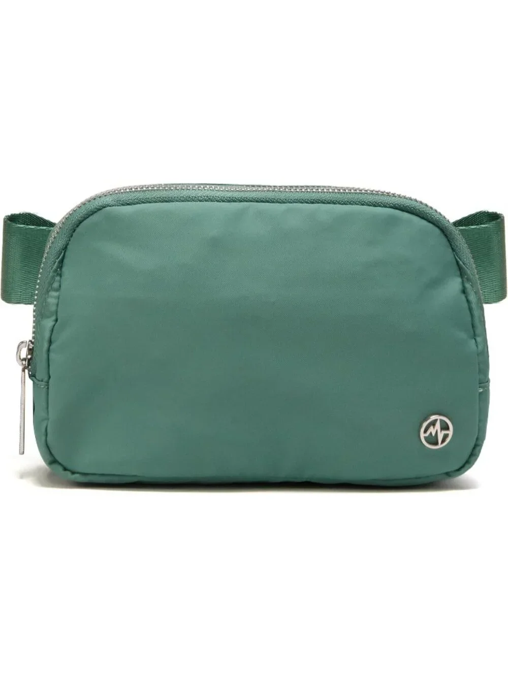Men's Eucalyptus Green Crossbody Belt Bag Wide Zipper Adjustable Strap 3-Pockets